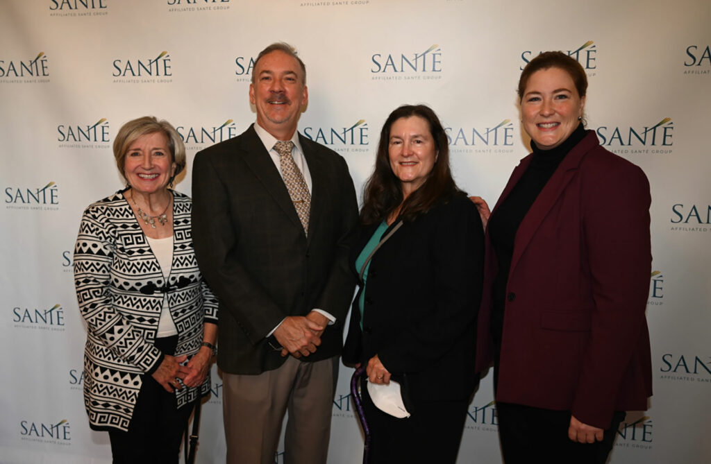 <em>left to right</em>: Candace Herzog, Richard Stone, Denise Curtis, and Christina Tunison of the PrimeLife Companies, a presenting sponsor of the 2023 Santé Mental Health Awards